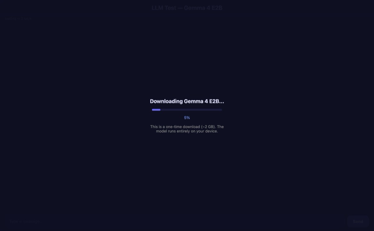 LLM Test — on-device Gemma chat UI